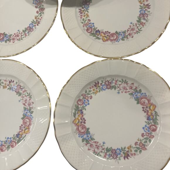 9 NINE Limoges France Bernardaud 7 3/8" salad plates BER57 Floral Garland MINT - Picture 7 of 10